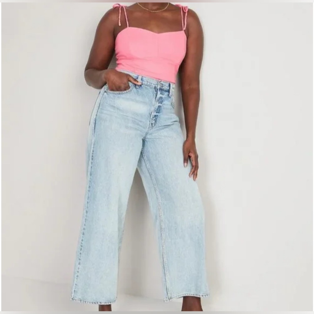 Old Navy Pink Linen Crop Cami Top Large